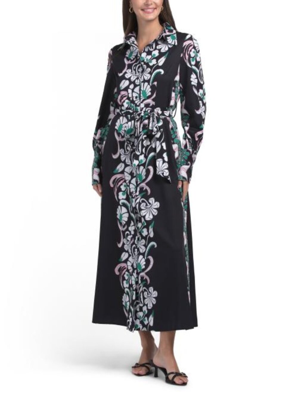 NANCY YANG Long Sleeve Shirt Dress